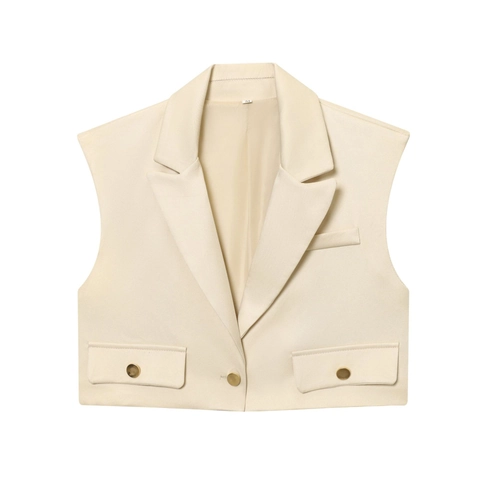 Women Vest And Wide Leg Pants Suit Lapel Single Breasted Solid Color Professional Casual Office Wear