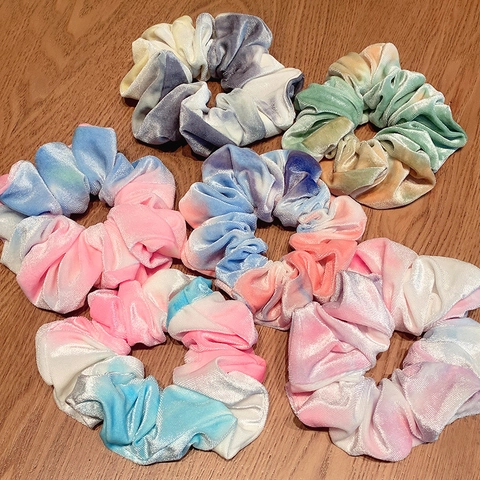 Scrunchies In Velluto Tie-Dye Grandi Elastici Per Capelli Sfumati Fasce Per Capelli Oversize Per Donne