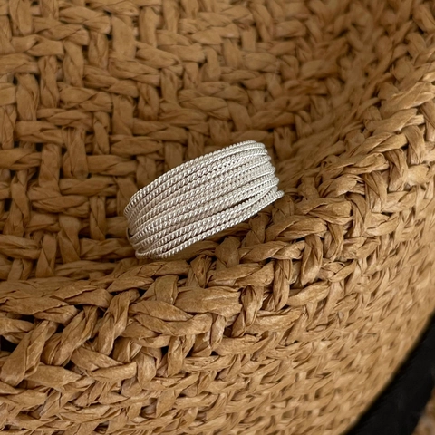 925 Sterling Silver Adjustable Ring Multi Layer Twisted Woven Geometric Minimalist Open Band For Women