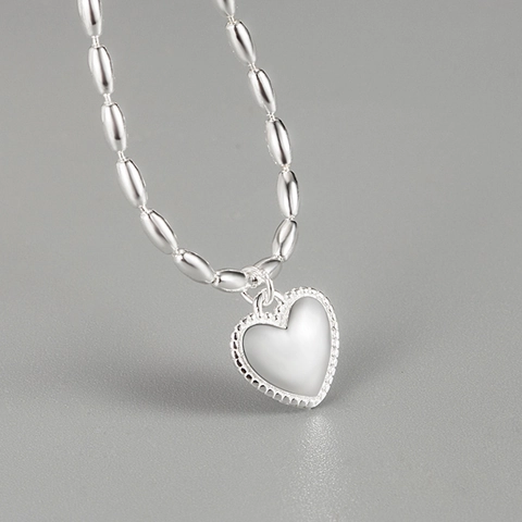 Collana Con Pendente A Cuore In Argento Sterling 925 Catena Clavicola Con Perline Minimalista Gioielli Donna