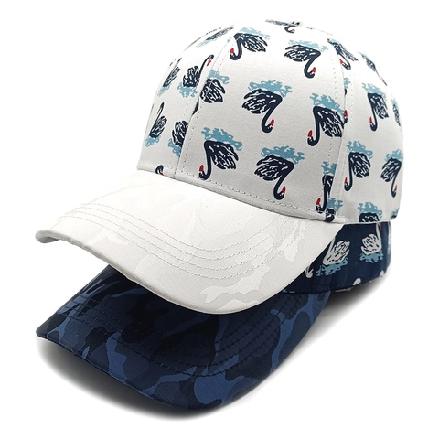 Casquette De Baseball Imprimé Cygne Polyester Visière Camouflage Ajustable Protection Solaire Chapeau Mode