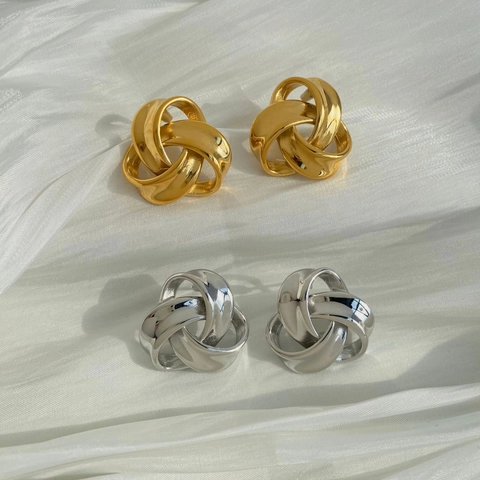 Pendientes De Nudo De Acero Inoxidable Geométricos Trenzados Studs Mujeres Minimalista Lujo Ligero Joyería Bañada En Oro