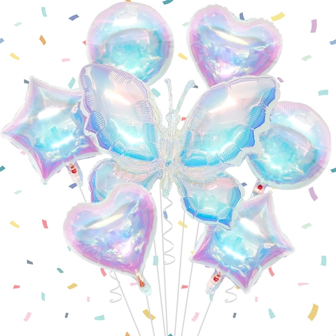 Iridescent Folienballons Schmetterling Herz Stern Holografisch Geburtstag Hochzeit Party Dekoration