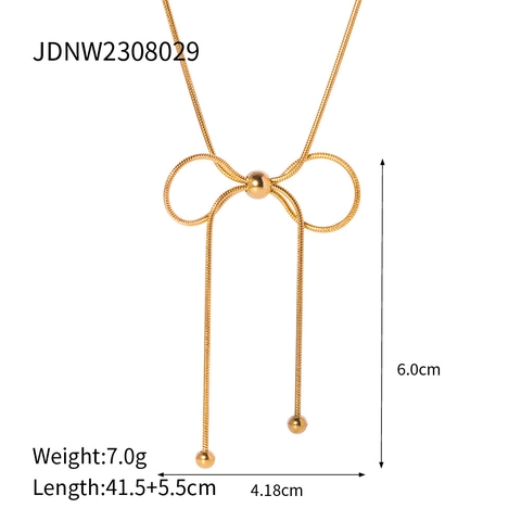 Bowknot Pendant Necklace Stainless Steel 18K Gold Plated Snake Bone Chain Minimalist Jewelry Gift For Women