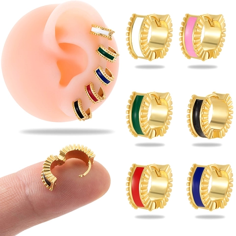 Kraakbeen Ring Oorbel Messing Emaille Druppel Olie Geometrisch Huggie Piercing Sieraden Mode Vrouwen Kleurrijk Accessoire