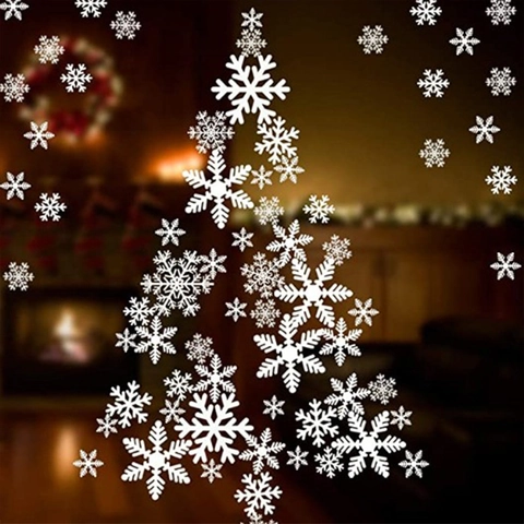 Adesivi Per Finestre Fiocco Di Neve Natale PVC Decalcomanie Statiche Per Porta In Vetro Decorazione Festa Inverno Bianco