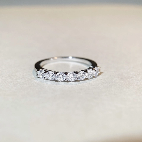 925 Sterling Silver Moissanite Ring For Women Pave Setting Round Cut Eternity Stackable Wedding Band Ring Jewelry