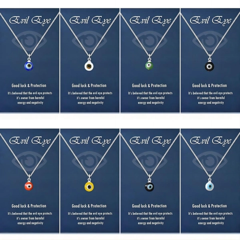 Collier Pendentif Protection Mauvais Œil en Acier Inoxydable Or Argent Amulette Nazar Eye Bijou de Chance Homme Femme