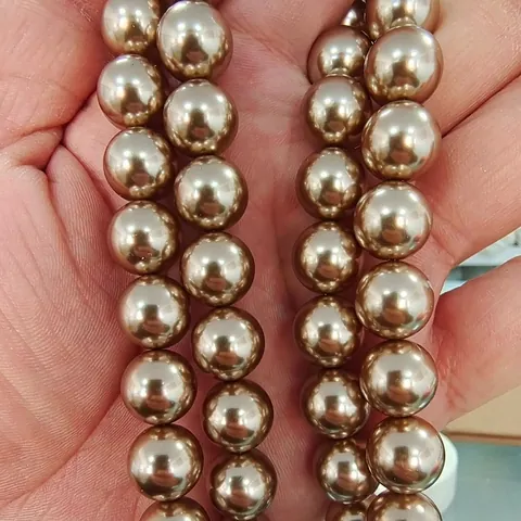 Round Glass Imitation Artificial Pearl Beads Coffee Bronze Metallic Painted Smooth Loose Spacers For DIY Jewelry Making Bracelet Necklace
