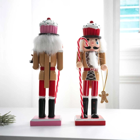 Cascanueces De Navidad Madera Ornamento Soldado Sombrero Cupcake Hombre Jengibre Bastón Caramelo Color Macarrón Decoración