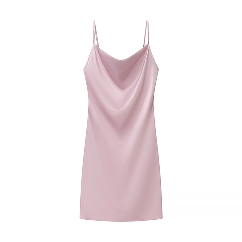 Dames Sexy Satijn Onderjurk Drapeerhals Spaghettibandjes Hoge Taille A-lijn Mini Elegante Feestjurk Voor Dames Daten