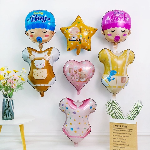 Baby Shower Foil Balloons Aluminum Film Cartoon Shape Gender Reveal Party Decorations Newborn Birthday Celebration Baby Boy Girl