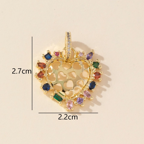 Pendente A Forma Di Cuore In Rame Zirconia Accessori Per Gioielli DIY Vintage Lusso Cuore Placcato Oro Per Donne