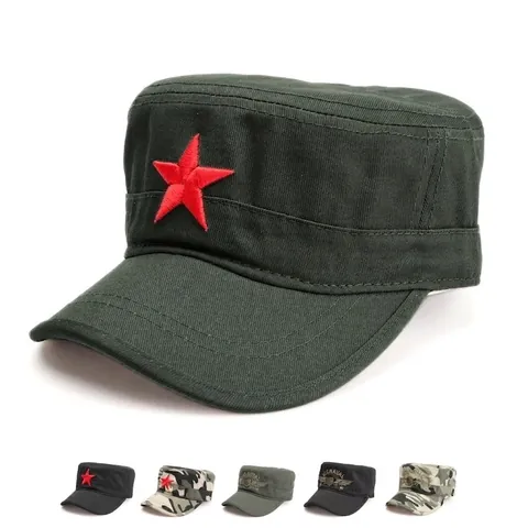 Casquette Militaire Plate Tactique Coton Ajustable Broderie Étoile Rouge Badge U.S. Naval Chapeau De Soleil Extérieur