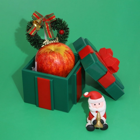 Confezione Regalo Di Natale In Plastica Contenitore Riutilizzabile Per Mela Gioielli Ornamento Da Scrivania Design Cuore Fiocco