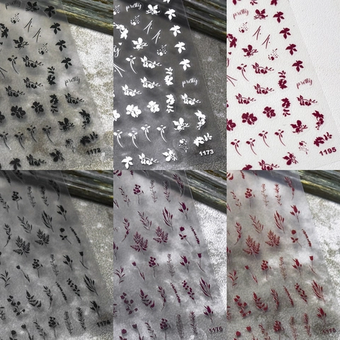 Floral Nail Art Stickers Ultra Thin Self Adhesive Plant Leaves Patterns Manicure Decoration For Women