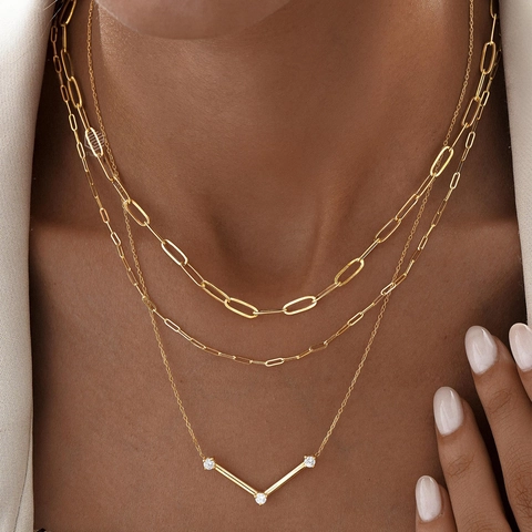 Collar Y Pulsera De Cadena De Clip En Acero Inoxidable Chapado En Oro De 18K Minimalista Elegante Para Mujeres