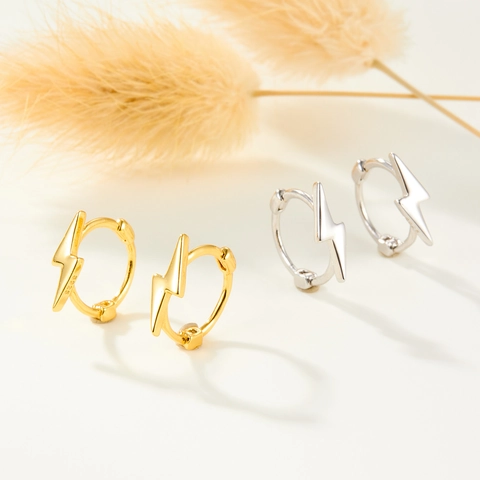 Minimalistische Blitz-Hoop-Ohrringe Aus 925er Sterlingsilber Vergoldet Versilbert Trendiger Geometrischer Schmuck Damen Herren