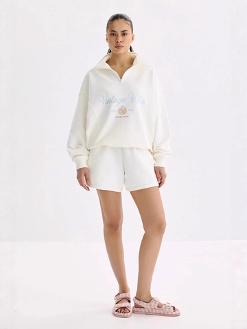 Women Half Zipper Sweatshirt And Pants Long Sleeve Loose Cotton Embroidery Vintage Sporty Casual Athleisure Wear