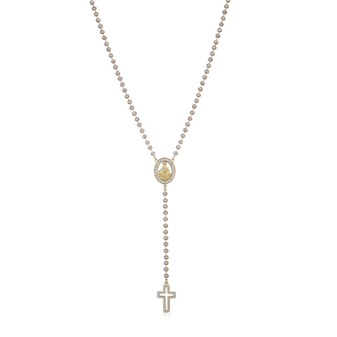 Collana Rosario Croce Vergine Maria Acciaio Inossidabile Placcato Oro 18K Perline Colorate Gioielli Catena A Y Per Donna
