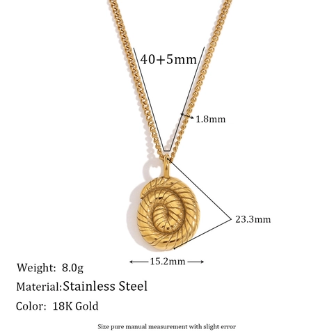Collana Vintage In Acciaio Con Pendente A Conchiglia A Spirale Placcato Oro 18 Carati Gioielli Per Donna Regalo Elegante Retro