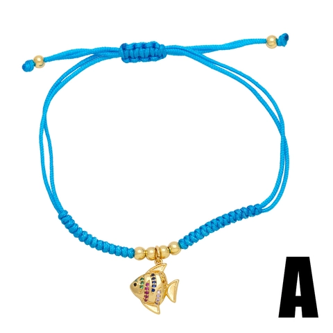 Boheems Handgemaakt Gevlochten Touw Armband Koper Zeevruchten Octopus Zeeschildpad Krab Hanger Zirconia Sieraden