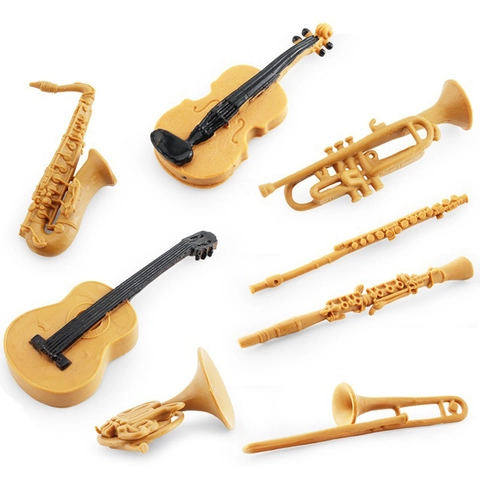Miniature Musical Instrument Realistic Violin Guitar Saxophone Trumpet Trombone Flute French Horn Clarinet Decor Toy Kids Gift