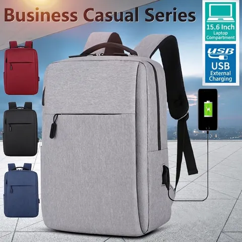 Men Laptop Backpack Oxford Cloth Large Capacity Business Travel Bag With USB Charging Port Waterproof Lightweight
