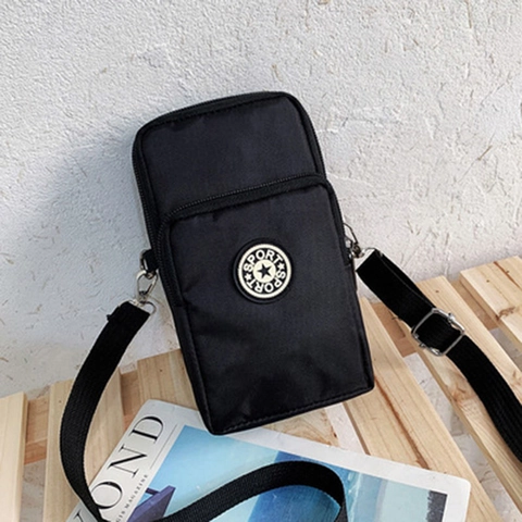 Bolso Bandolera Nailon Impermeable Mujer Bolsa Teléfono Múltiples Bolsillos Cremallera Orificio Auriculares Para Viaje Exterior