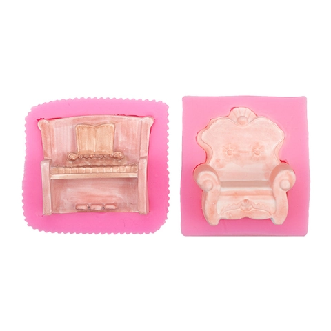 Piano Sofa Armchair Shaped Silicone Mold For Fondant Chocolate Resin DIY Craft Aromatherapy Gypsum European Style Relief