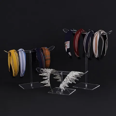 Transparenter Acryl Haarreif Display Ständer T-Bar Haarschmuck Organizer Rack Für Die Aufbewahrung Von Accessoires