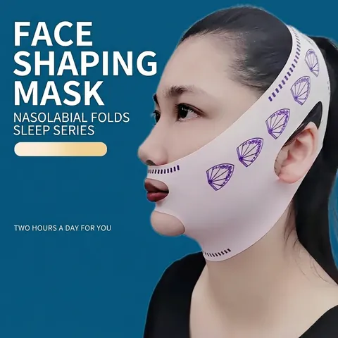 Masque Lifting Visage V Ceinture Amincissante Élastique Éliminateur Menton Double Sangle Raffermissante Réglable Respirant Sommeil
