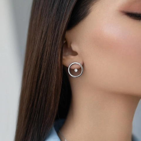 Orecchini A Cerchio Cavo Geometrici Con Perno In Argento Sterling 925 Zircone Scintillante Gioielli Minimalisti Per Donna