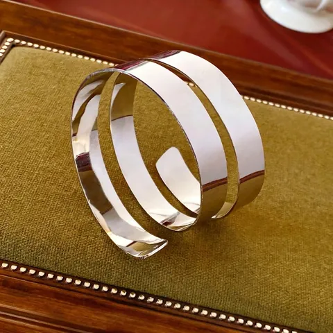 Minimalist Spiral Cuff Bracelet Armlet Multi Layer Metal Mirror Polish Exaggerated Niche Fashion Jewelry For Women