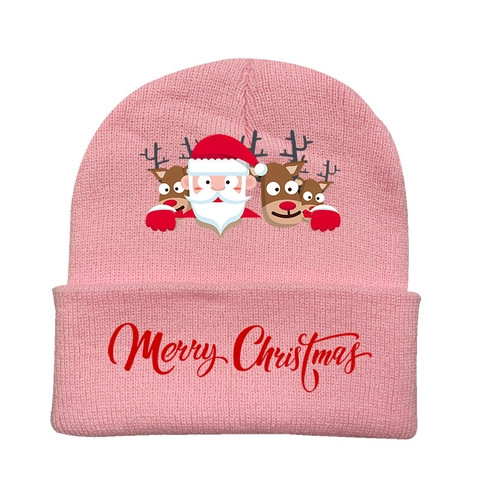 Cappello Beanie a Maglia con Motivo Cartone Animato di Natale per Uomo Donna Inverno Caldo Acrilico Stampato Beanie Festivo Babbo Natale Renna