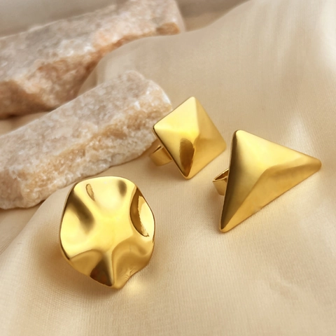 Geometric Open Ring 18K Gold Plated Stainless Steel Minimalist Vintage Jewelry For Women Non-Tarnish Non-Fading Design