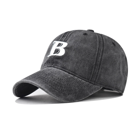 Cappellino Da Baseball In Cotone Lavato Retro Distressed Lettera B Ricamata Cappello Con Visiera Regolabile Uomo Donna