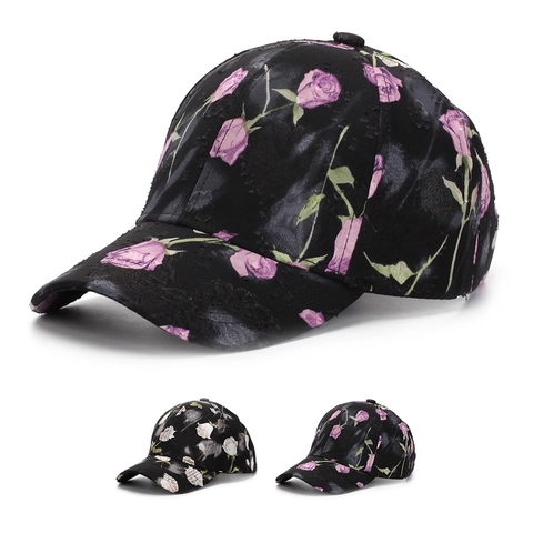 Casquette De Baseball À Imprimé Rose Polyester Réglable Extérieur Chapeau De Soleil Pour Femmes