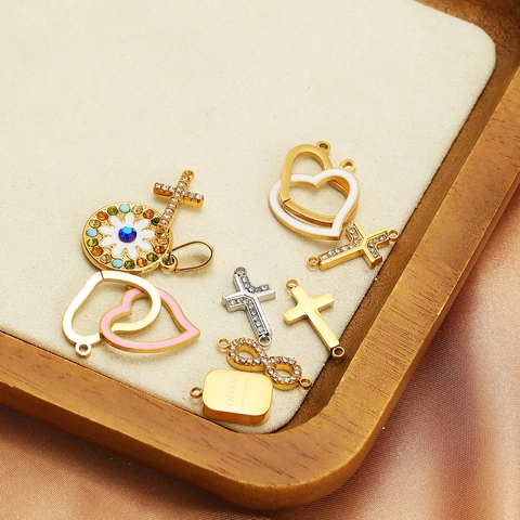 Stainless Steel Heart Cross Infinity Pendants For DIY Jewelry Making Rhinestone Enamel Charms For Necklace Bracelet Women