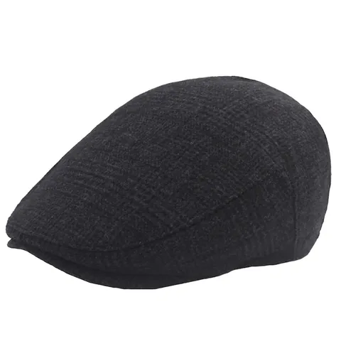 Vintage Britischer Stil Herren Karo Schirmmütze Wollmischung Newsboy Ivy Hut Warm Winddicht Winter