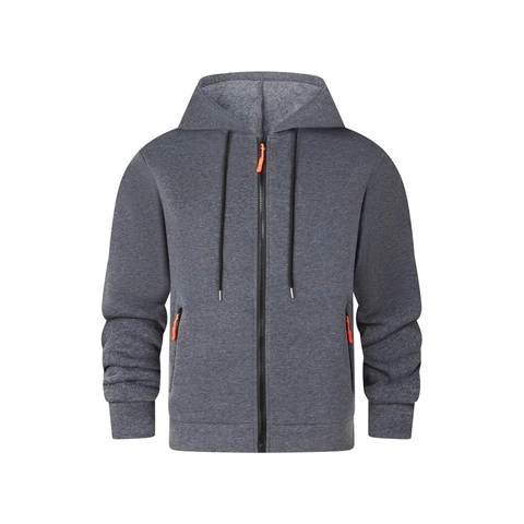 Herren Fleece Kapuzenjacke Reißverschluss Pullover Warm Stehkragen Langarm Sport Außenbekleidung Lässig Mode