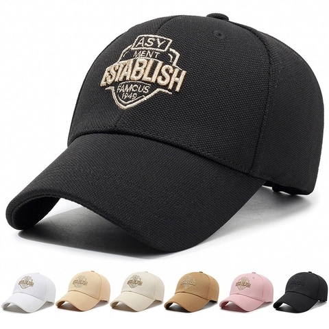 Embroidered Letter Baseball Cap Sun Hat Polyester Cotton Adjustable Outdoor Sport Curved Brim Unisex Hat