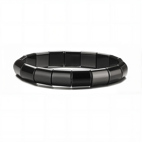 Hematite Beaded Bracelet Natural Stone Magnetic Geometric Irregular Polished Fashion Jewelry For Men Unisex