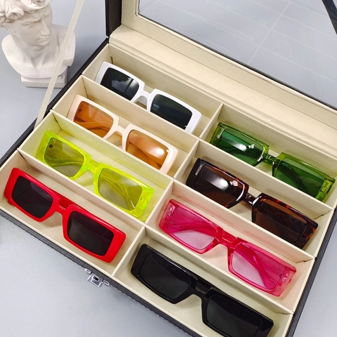 Retro Rectangular Small Frame Sunglasses For Women PC Frame Resin Lens UV Protection Chic Streetwear Fashion Eyewear Accessories