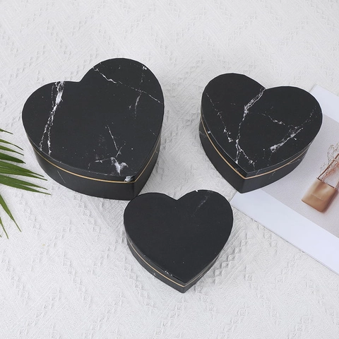 Scatole Regalo A Forma Di Cuore Motivo Marmo Carta Con Bordo Dorato Per Compleanno San Valentino Matrimonio