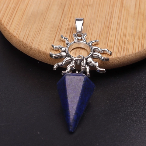 Colgante De Cristal Natural Hexagonal Estilo Bohemio Con Marco Solar De Aleación Joyería De Yoga Meditación Vintage Para Mujer