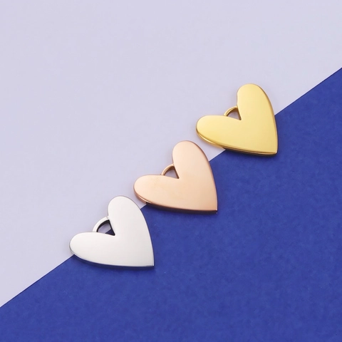 Heart Pendant Charms Mirror Polished Stainless Steel Round Corner DIY Jewelry Making Accessories For Necklaces Bracelets