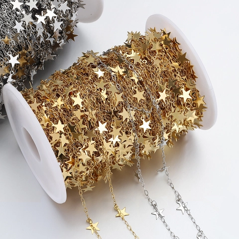Catena A Maglie Con Stelle In Acciaio Inossidabile Pentagramma Per Creazione Gioielli Collana Bracciale DIY