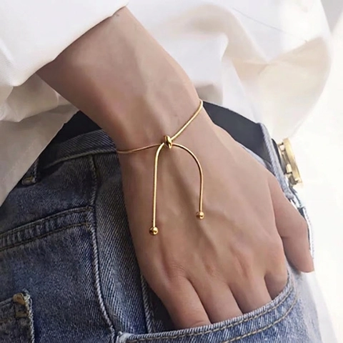 Bow Knot Schlangenkette Armband 18K Vergoldet Edelstahl Verstellbar Minimalistischer Schmuck Für Damen
