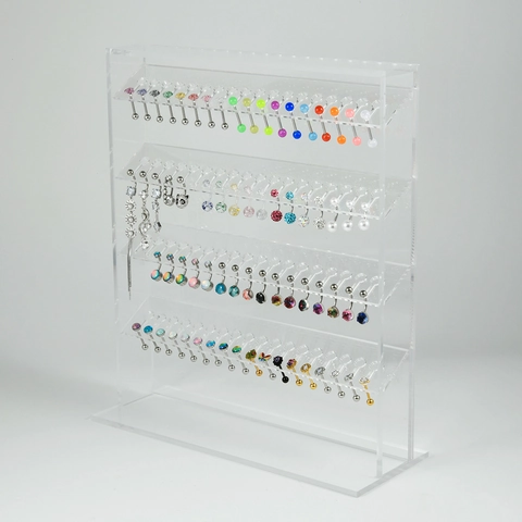 Clear Acrylic Jewelry Display Stand Multi Layer Piercing Jewelry Rack For Belly Tongue Nipple Rings Earrings Organizer